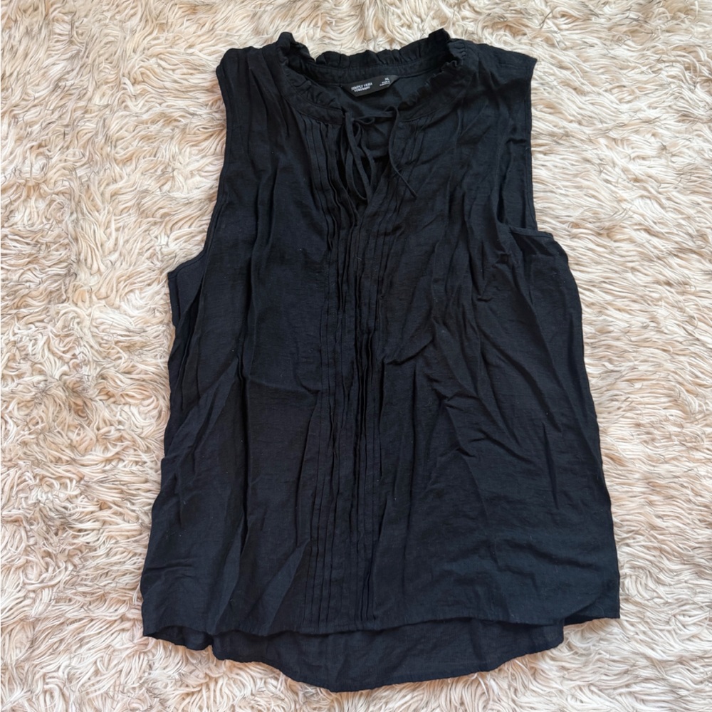 Simply Vera Vera Wang Black Sleeveless Pintuck Tie-Neck Camisole